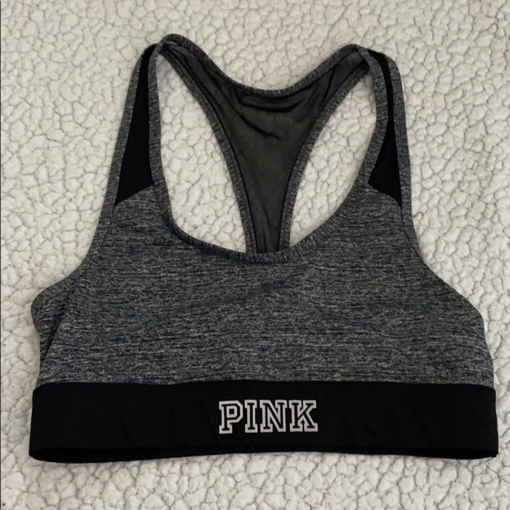 PINK Victoria secret mesh grey/black sports bra